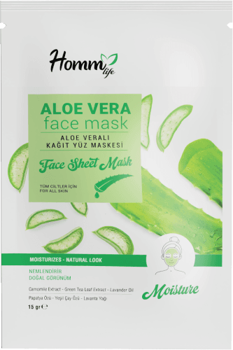 HOMM LIFE ALOE VERA KAĞIT YÜZ MASKESİ 15GR