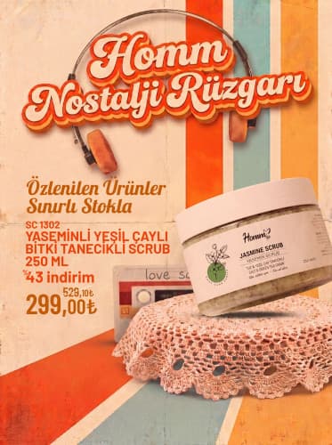 HOMM LIFE YASEMİNLİ YEŞİL ÇAYLI BİTKİ TANECİKLİ SCRUB 250 ML