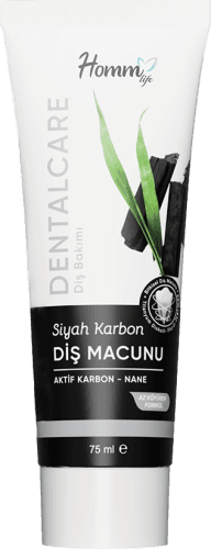 HOMM LIFE SİYAH KARBON DİŞ MACUNU 75 ML